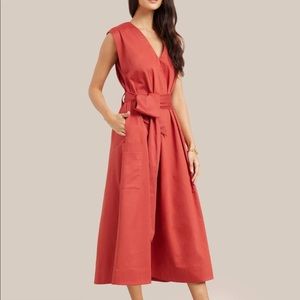 Modern Citizen NWT “Claudette Tie Waist Cotton Dress” in “berry red”.